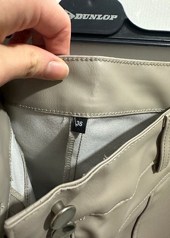 Bej Deri Kemerli Midi Kadın Pantolon - Görsel 4