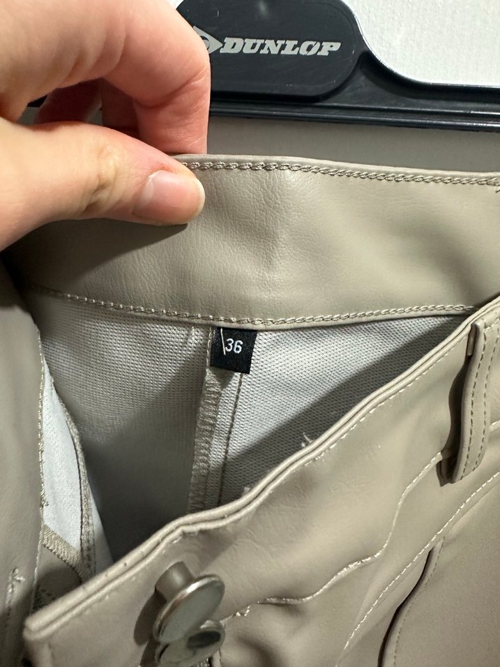 Bej Deri Kemerli Midi Kadın Pantolon - Görsel 4