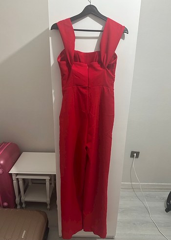 Kırmızı Uzun Askılı Kadın Tulum - Görsel 3