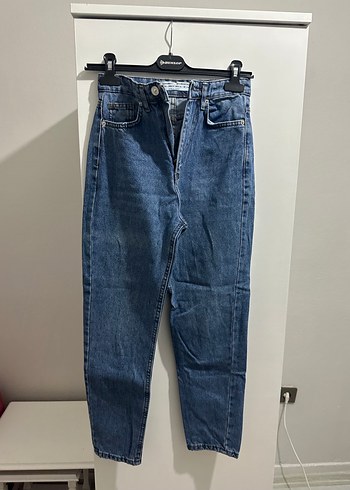 Kadın Mavi Bol Kesim Midi Denim Pantolon - Görsel 2