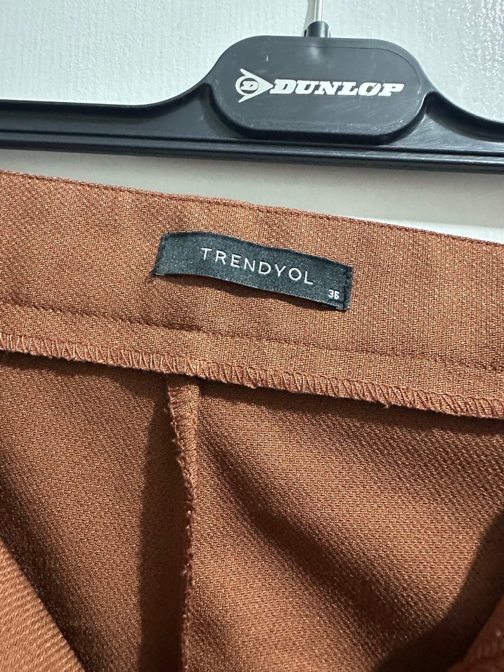 Kahverengi Kemerli Kadın Kumaş Pantolon - Görsel 3