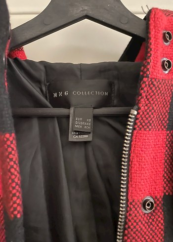 Mango Kareli Kırmızı Kadın Düğmeli Ceket - Görsel 4