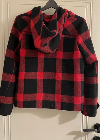 Mango Kareli Kırmızı Kadın Düğmeli Ceket - Görsel 5