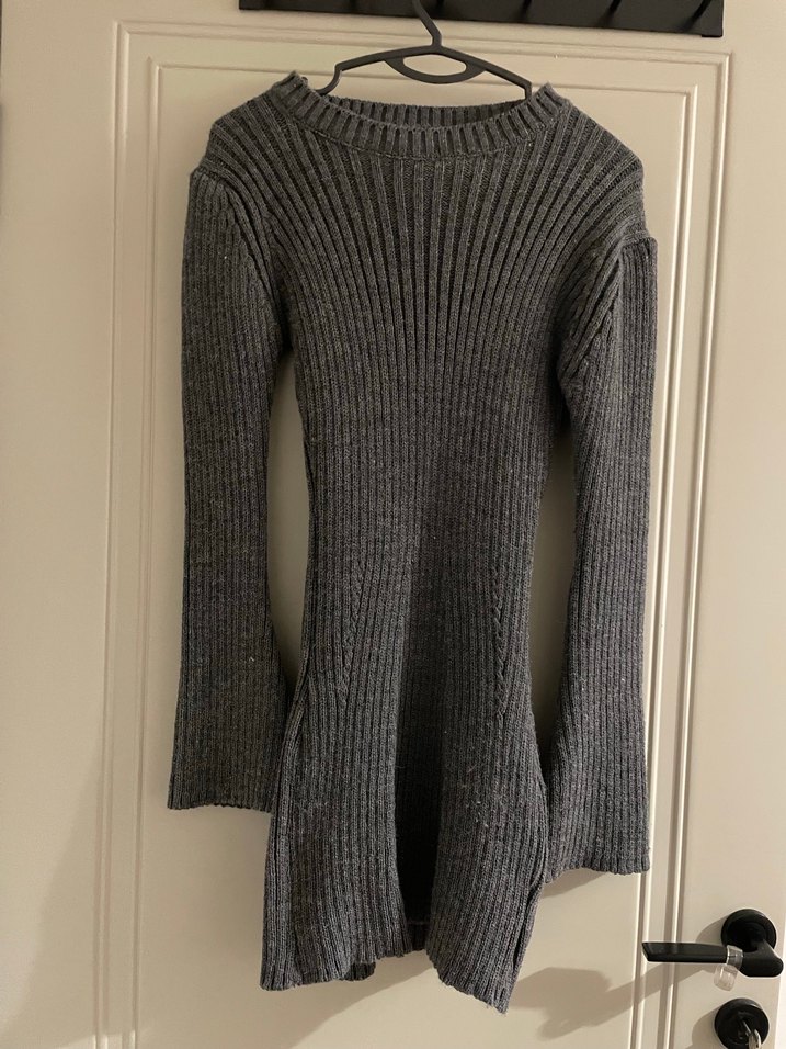 Gri Yumuşak Dokulu Kadın Triko Elbise - Görsel 2