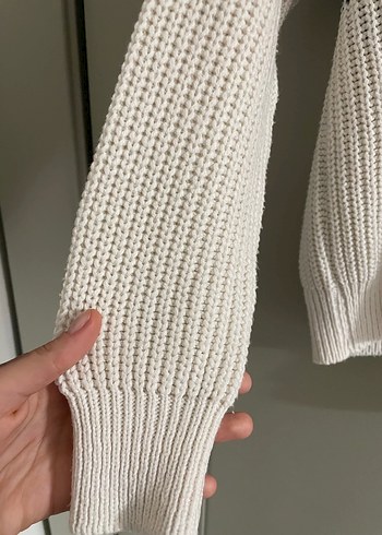 Çizgili, Uzun Kollu Kadın Triko Kazak - Görsel 4