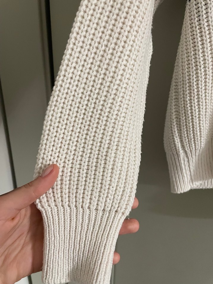 Çizgili, Uzun Kollu Kadın Triko Kazak - Görsel 4