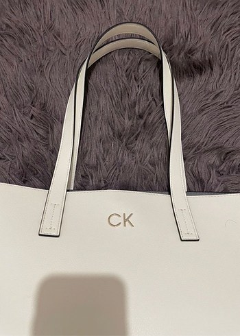 Calvin Klein Beyaz-Krem Deri Kadın Çanta - Görsel 5