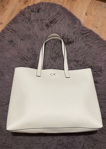 Calvin Klein Beyaz-Krem Deri Kadın Çanta - Görsel 4