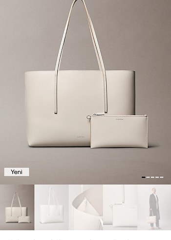 Calvin Klein Beyaz-Krem Deri Kadın Çanta - Görsel 2