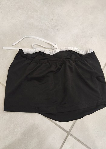 Pinterest tarzı Siyah Straplez Fırfırlı Mini Bustiyer - Görsel 3