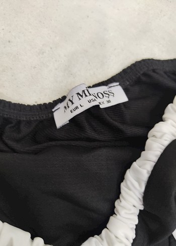 Pinterest tarzı Siyah Straplez Fırfırlı Mini Bustiyer - Görsel 2