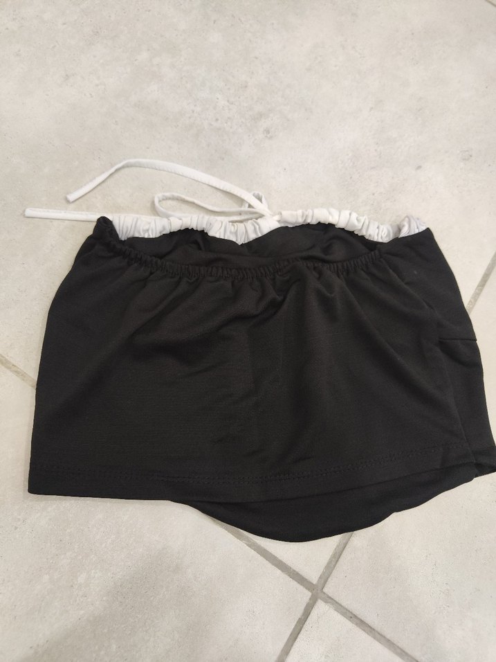 Pinterest tarzı Siyah Straplez Fırfırlı Mini Bustiyer - Görsel 3