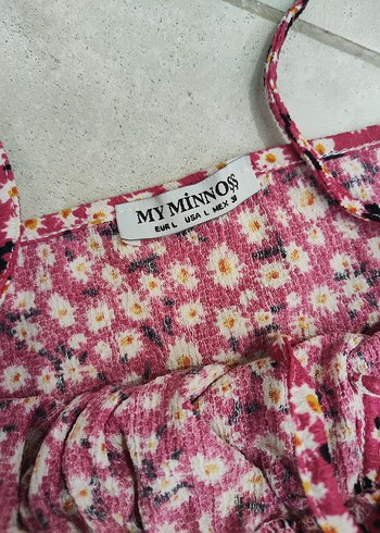 pembe renkli Çiçek Desenli Mini Elbise - Görsel 2