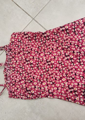 pembe renkli Çiçek Desenli Mini Elbise - Görsel 5