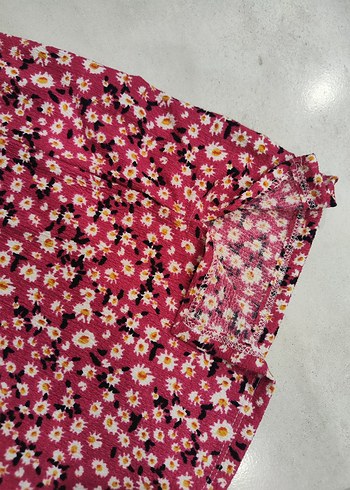 pembe renkli Çiçek Desenli Mini Elbise - Görsel 4