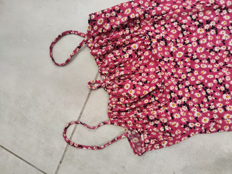 pembe renkli Çiçek Desenli Mini Elbise - Görsel 3