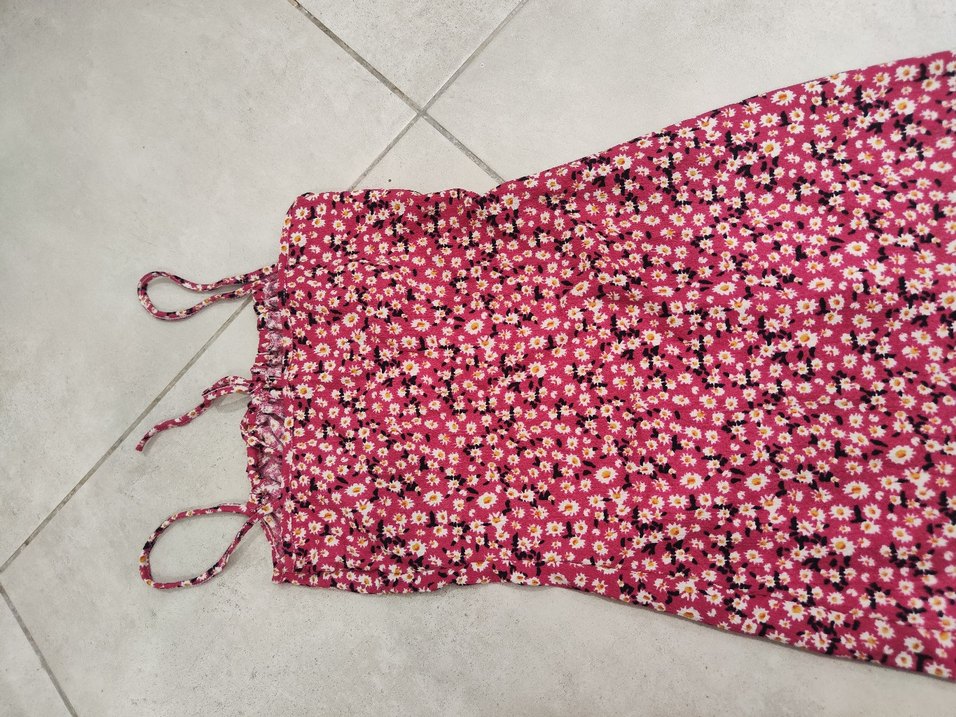 pembe renkli Çiçek Desenli Mini Elbise - Görsel 5