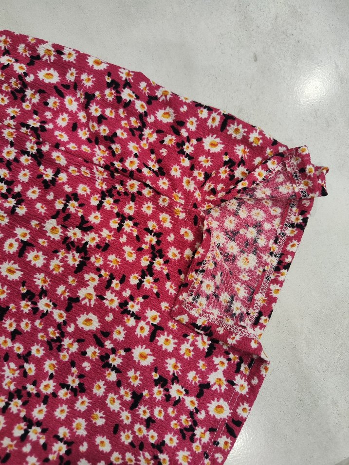 pembe renkli Çiçek Desenli Mini Elbise - Görsel 4