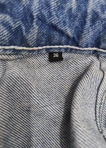 Kadın mavi Kot Pileli Mini kot şort Etek - Görsel 2