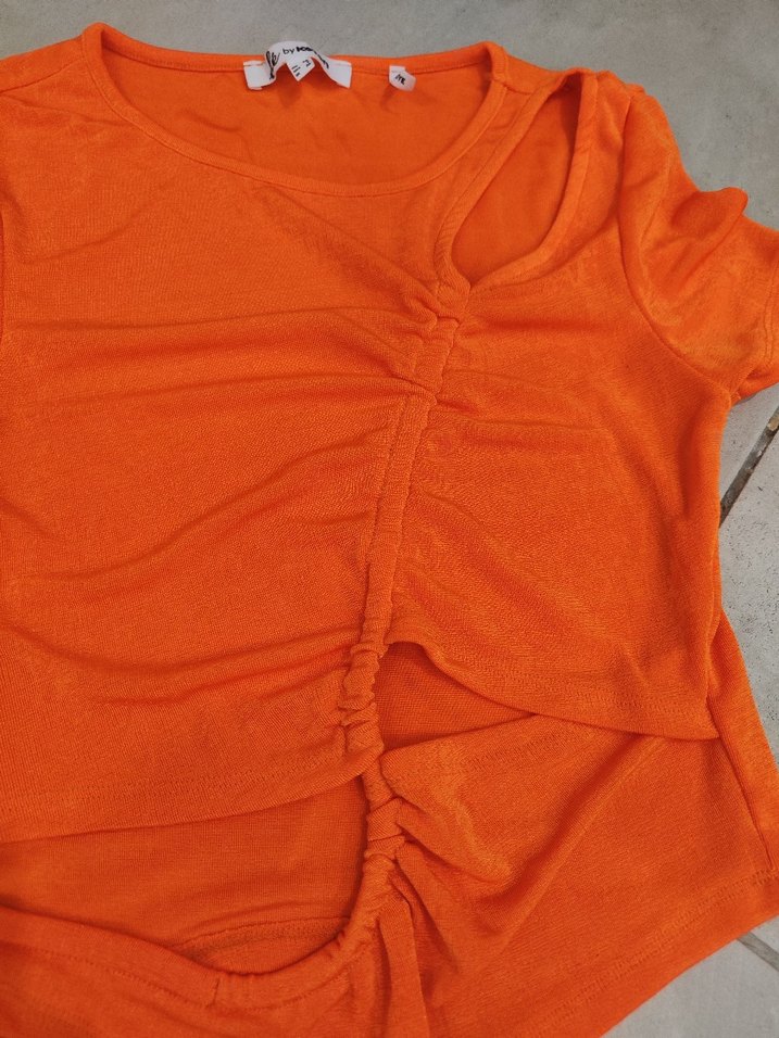 Turuncu Kısa Kollu Kadın Tişört - Görsel 3