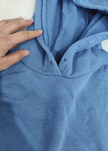 Zara marka Mavi Kapüşonlu Kadın Sweatshirt - Görsel 4