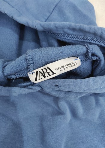 Zara marka Mavi Kapüşonlu Kadın Sweatshirt - Görsel 2