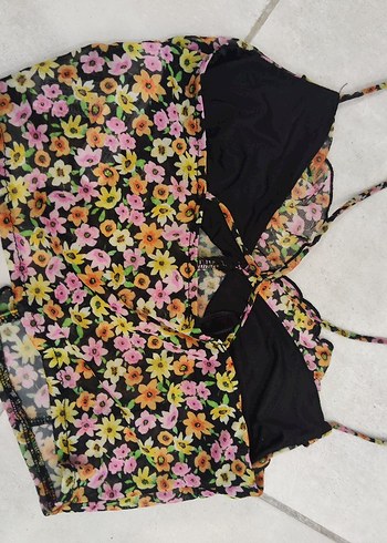 Pinterest tarzı Çiçek Desenli Mini Büstiyer - Görsel 4