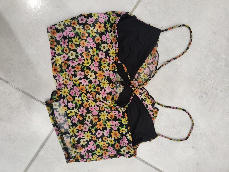 Pinterest tarzı Çiçek Desenli Mini Büstiyer - Görsel 4