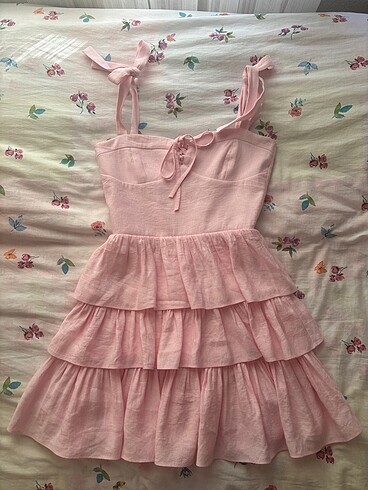 berfug kıran pembe mini elbise