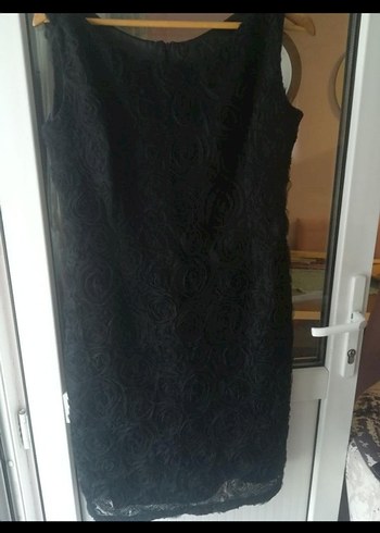 Siyah Dantelli bisiklet Yakalı Midi Elbise - Görsel 2