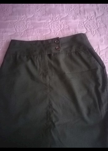 Düğmeli Siyah Kadın Kalem Etek - Görsel 2