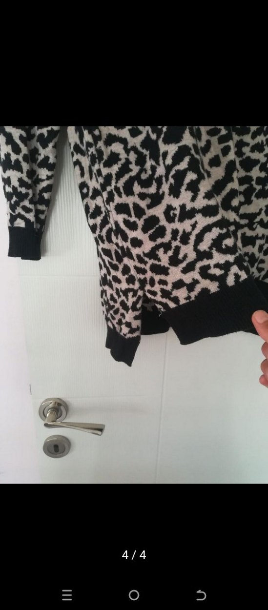 Gri Zebra Desenli Kadın Triko kazak - Görsel 4