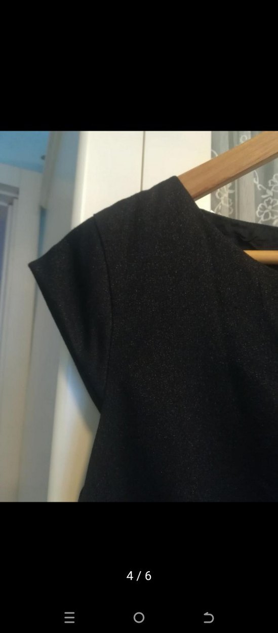 Siyah bisiklet Yaka Midi Ofis Elbisesi - Görsel 4