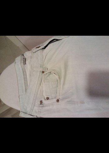 Düğmeli buz mavisi Kadın Denim Pantolon - Görsel 2