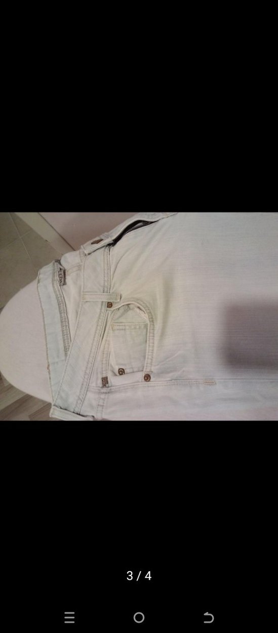 Düğmeli buz mavisi Kadın Denim Pantolon - Görsel 2