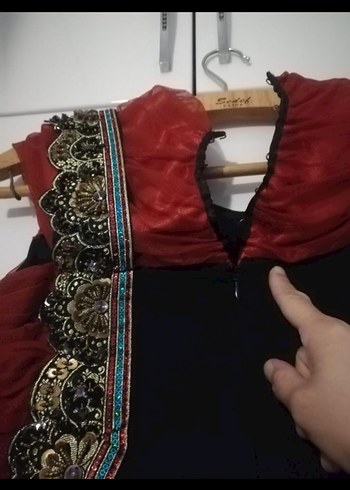 Siyah kiremit rengi Straplez Gotik Uzun Abiye - Görsel 8