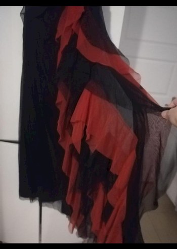 Siyah kiremit rengi Straplez Gotik Uzun Abiye - Görsel 6