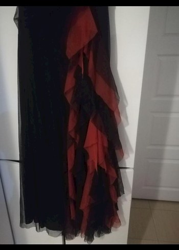 Siyah kiremit rengi Straplez Gotik Uzun Abiye - Görsel 7