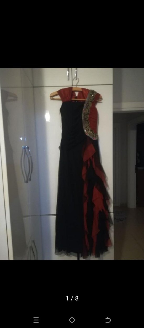 Siyah kiremit rengi Straplez Gotik Uzun Abiye - Görsel 2