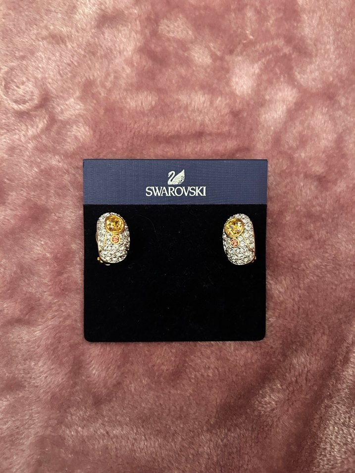 Swarovski Altın Renk Mini Payetli Küpe - Görsel 4