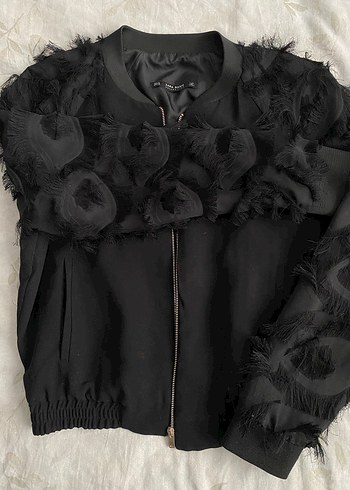 Kürk Detaylı Siyah Kadın Ceket - Görsel 2