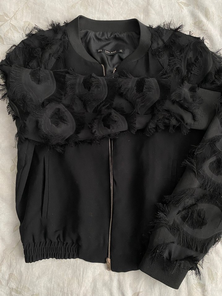 Kürk Detaylı Siyah Kadın Ceket - Görsel 2