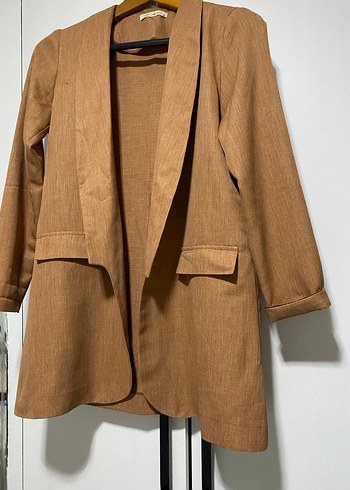 Kiremit Rengi Uzun Kesim Kadın Blazer - Görsel 3