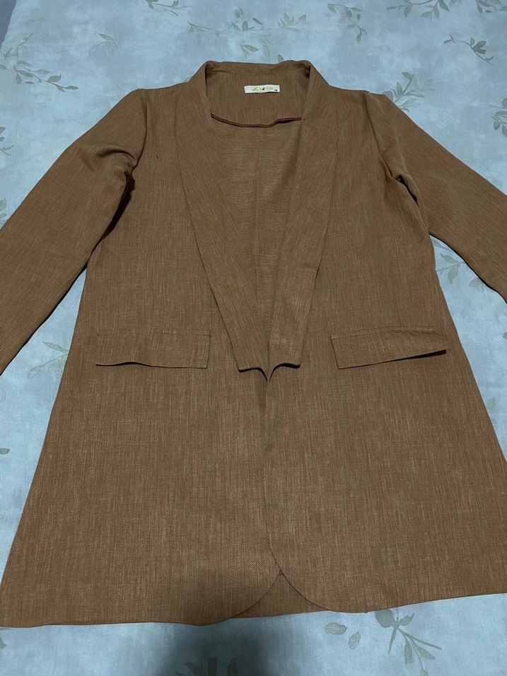 Kiremit Rengi Uzun Kesim Kadın Blazer - Görsel 4