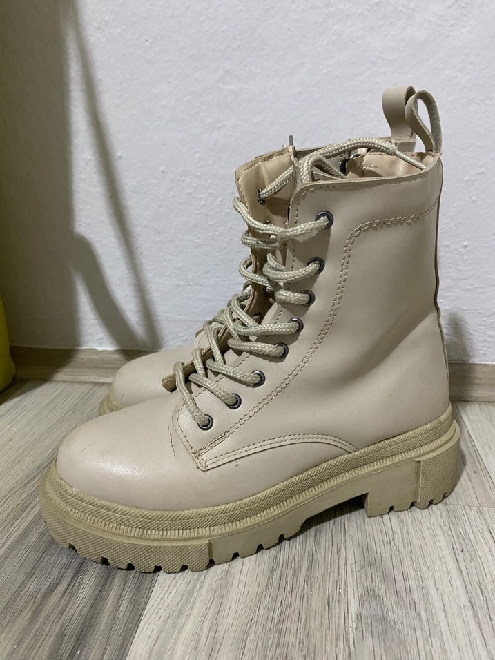 Bej Kadın Platform Topuklu Bağcıklı Bot - Görsel 2