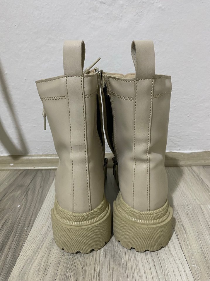 Bej Kadın Platform Topuklu Bağcıklı Bot - Görsel 5