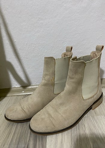 Bej Süet Kadın Blok Topuk Bot - Görsel 2