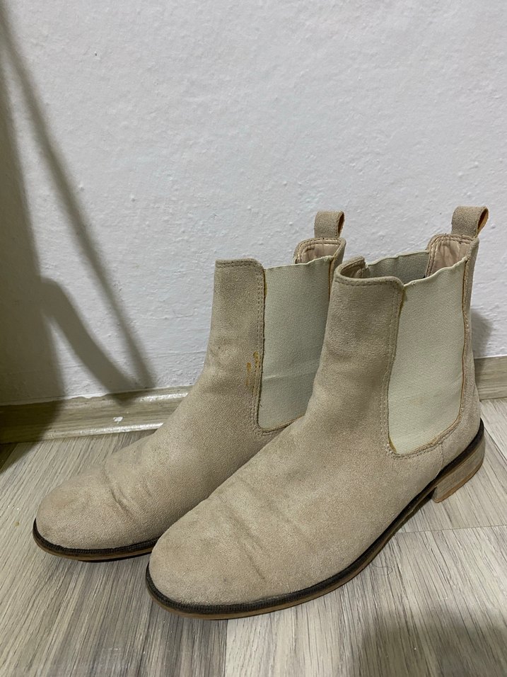 Bej Süet Kadın Blok Topuk Bot - Görsel 2