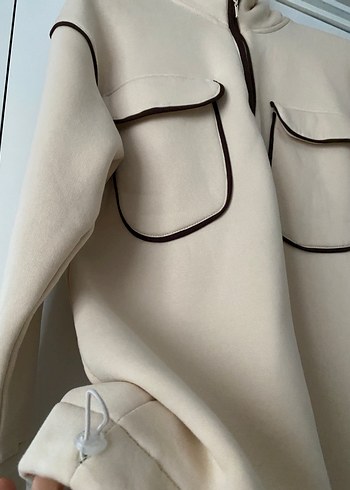 Beyaz Oversize Kadın Sweatshirt - Görsel 3