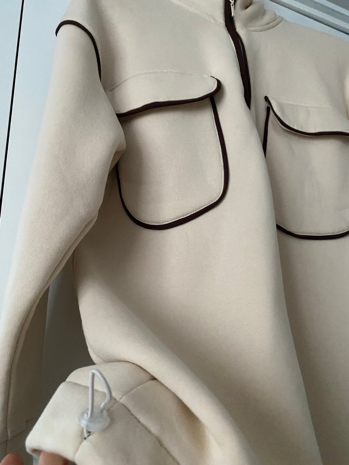 Beyaz Oversize Kadın Sweatshirt - Görsel 3